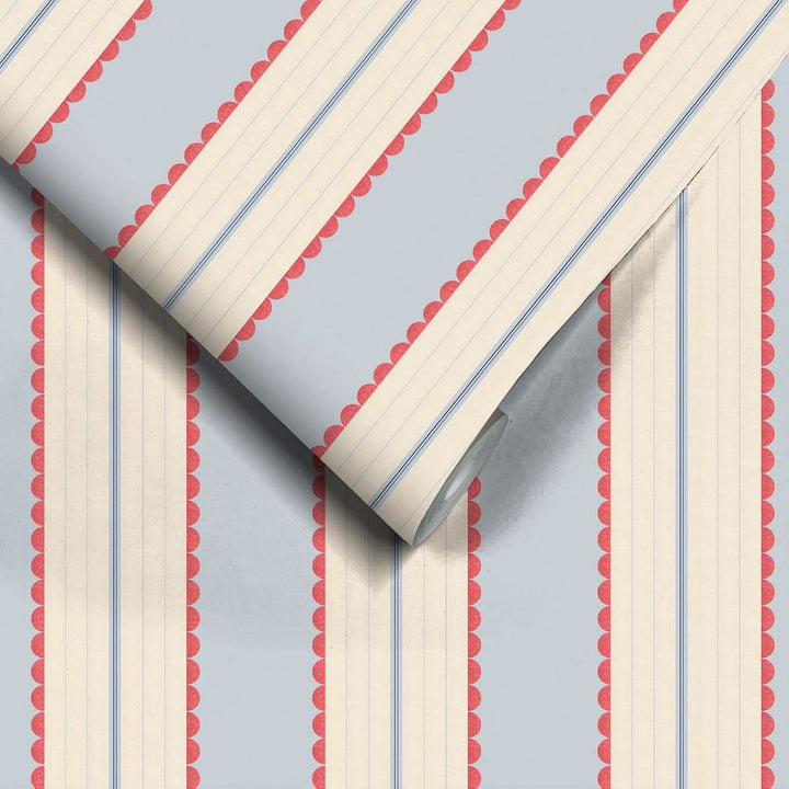 Woodchip & Magnolia Pin Up Stripe Red Blue Wallpaper