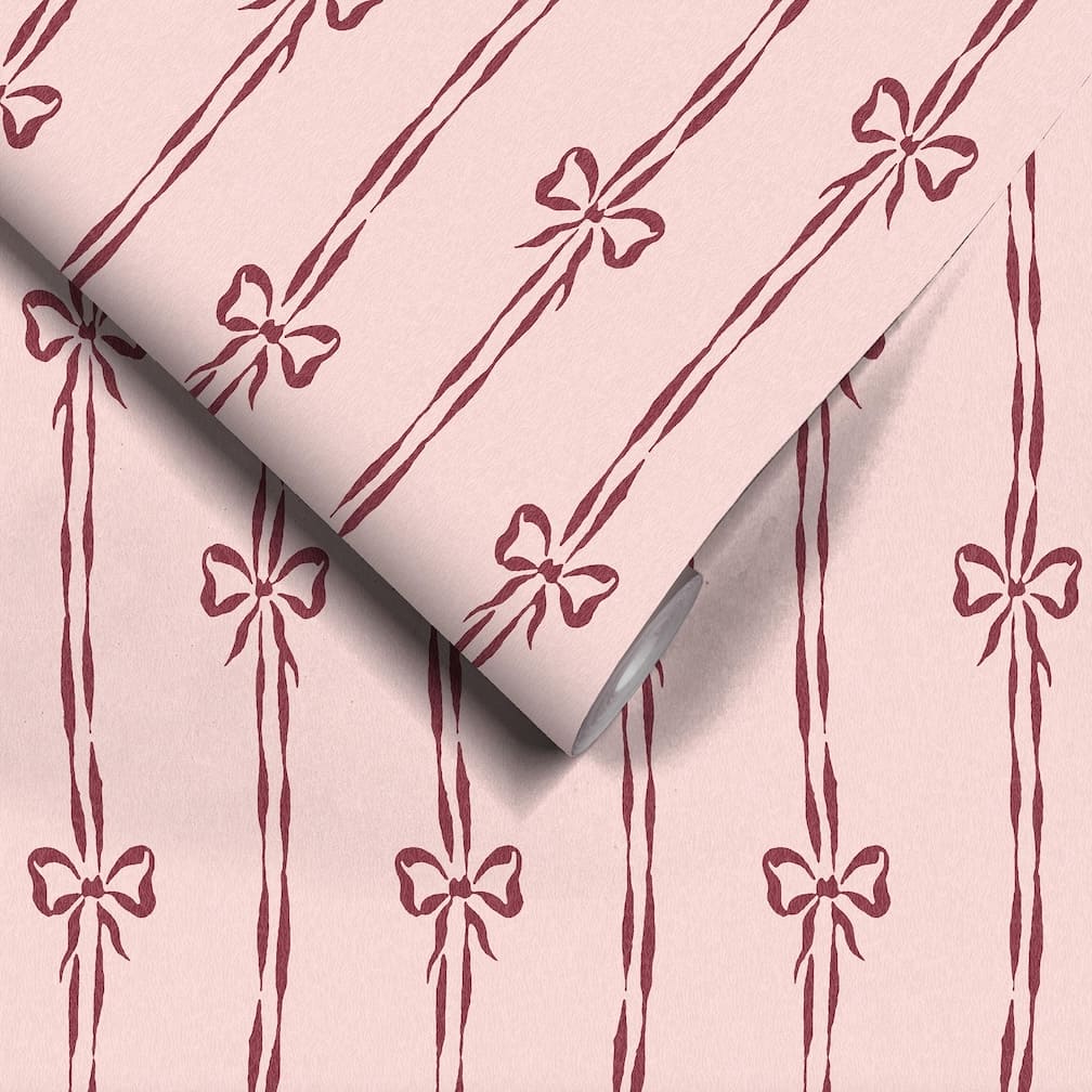 Woodchip & Magnolia Bow Peep Cherry Pink Wallpaper