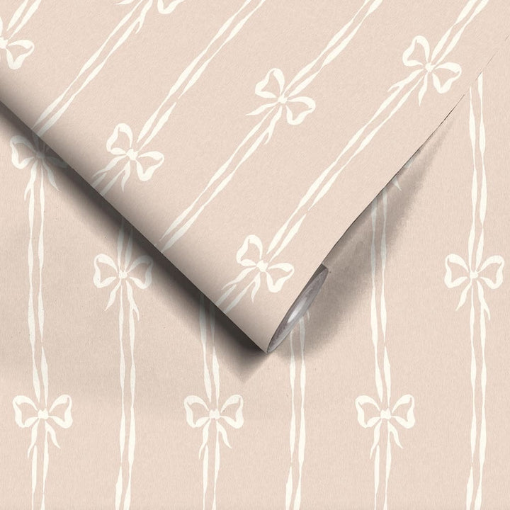 Woodchip & Magnolia Bow Peep Plaster Pink Wallpaper