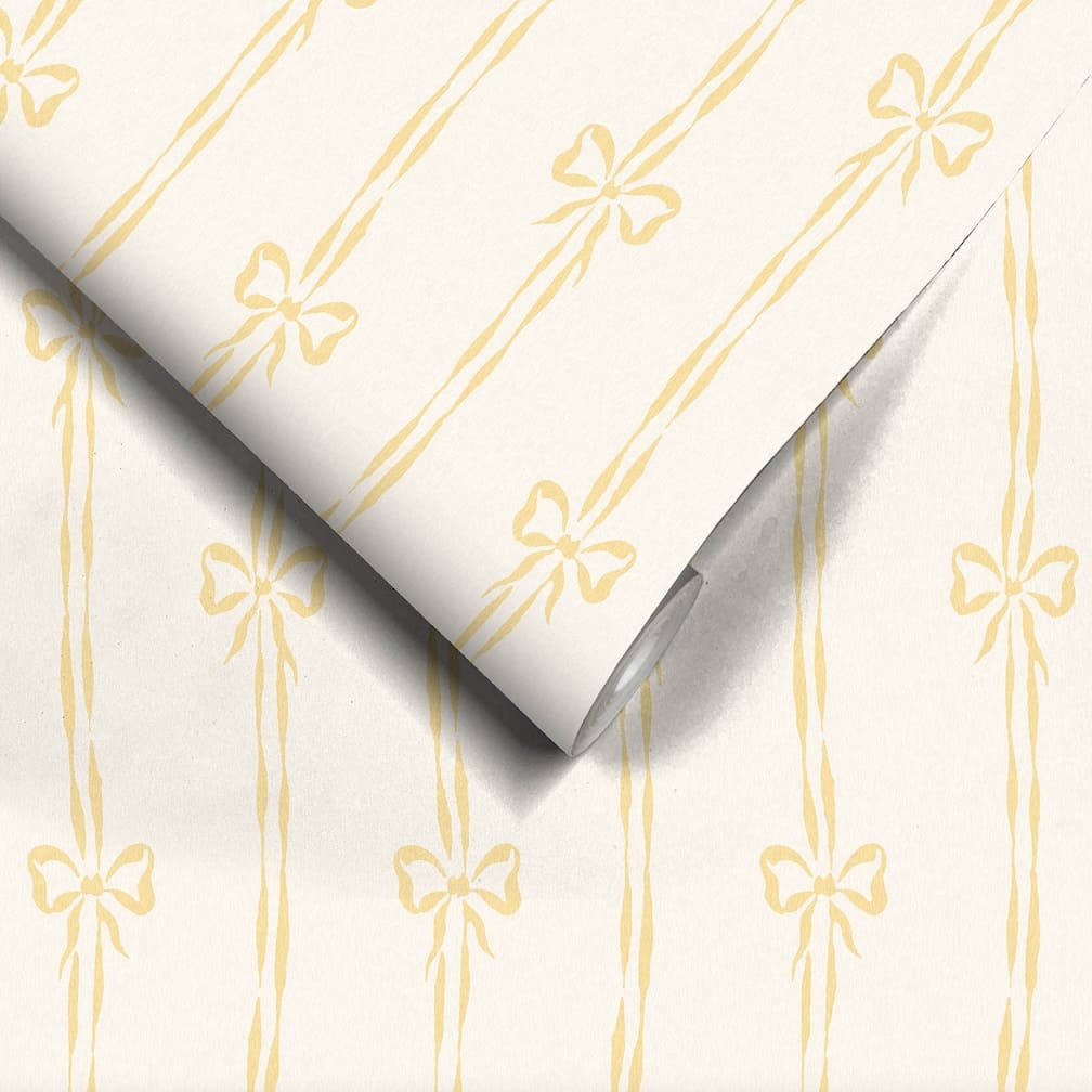 Woodchip & Magnolia Bow Peep Buttercup Wallpaper