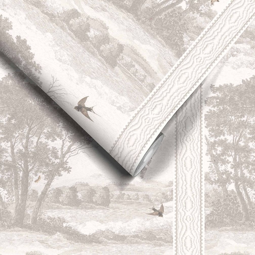 Woodchip & Magnolia Zephyr Taupe Stripe Wallpaper