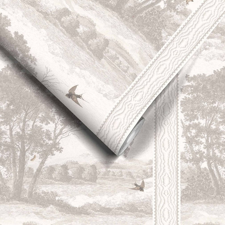Woodchip & Magnolia Zephyr Taupe Stripe Wallpaper