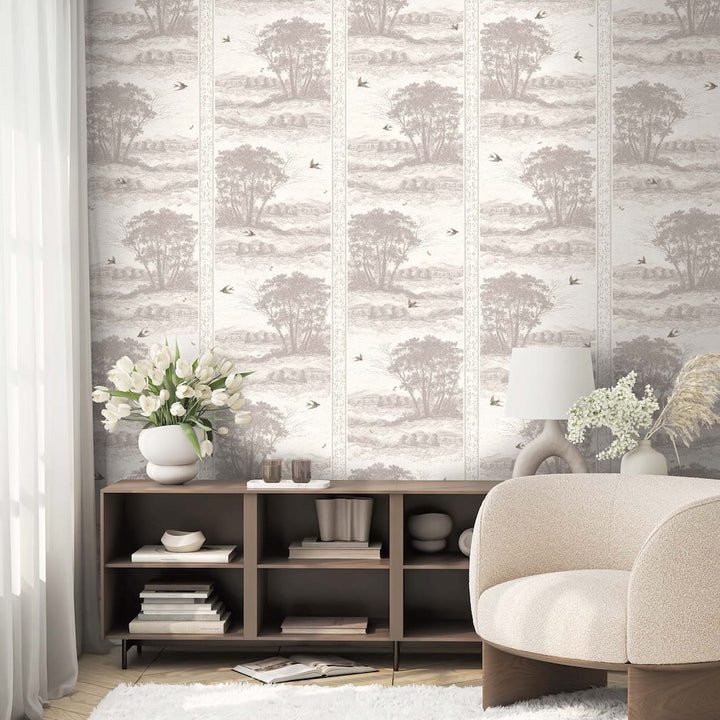 Woodchip & Magnolia Zephyr Taupe Stripe Wallpaper
