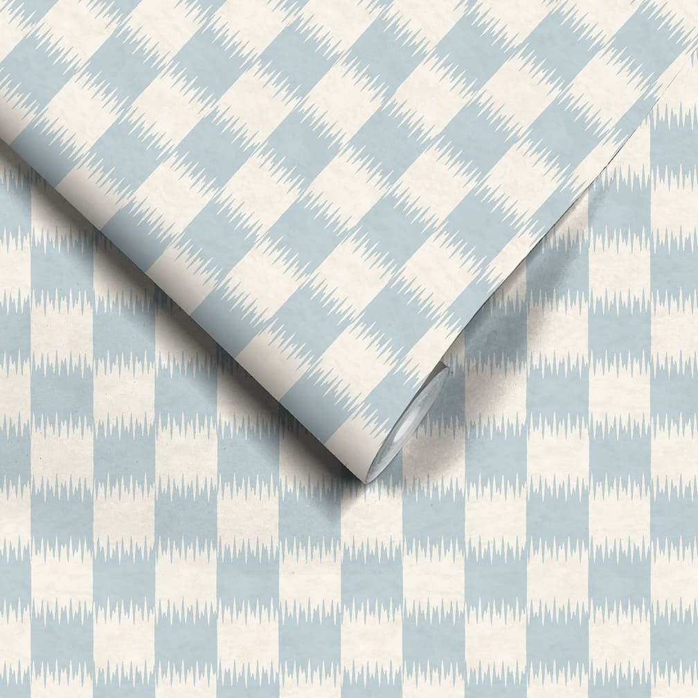 Woodchip & Magnolia Checkmate Powder Blue Wallpaper