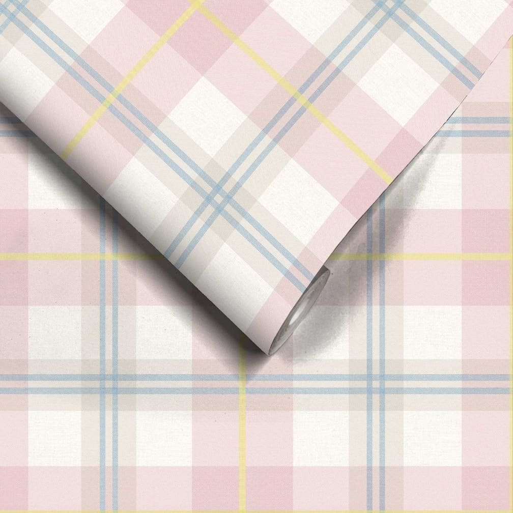 Woodchip & Magnolia Tartanowski Taffy Pink Wallpaper