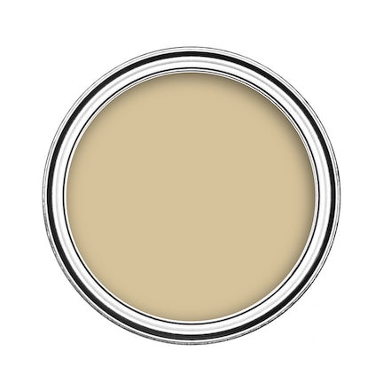 Click to view yellow paint colour range for interior and exterior surfaces - Birds eye view of yellow emulsion paint in tin