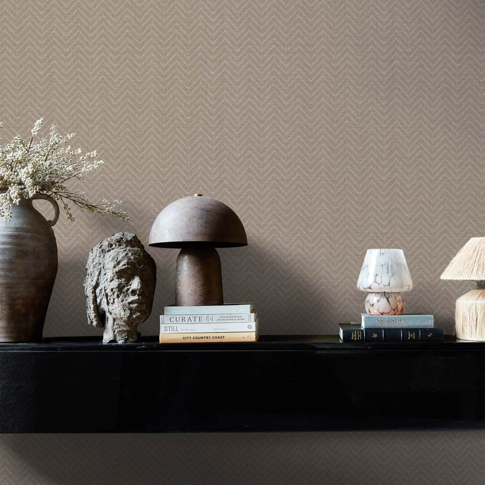 Abigail Ahern Herringbone Weave Praline Wallpaper - 140089