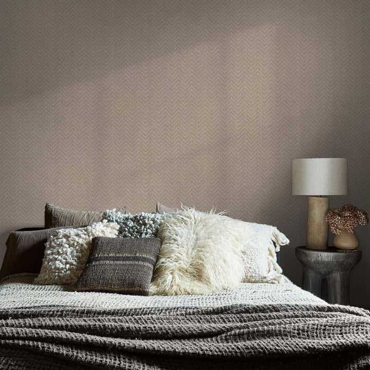 Abigail Ahern Herringbone Weave Praline Wallpaper - 140089