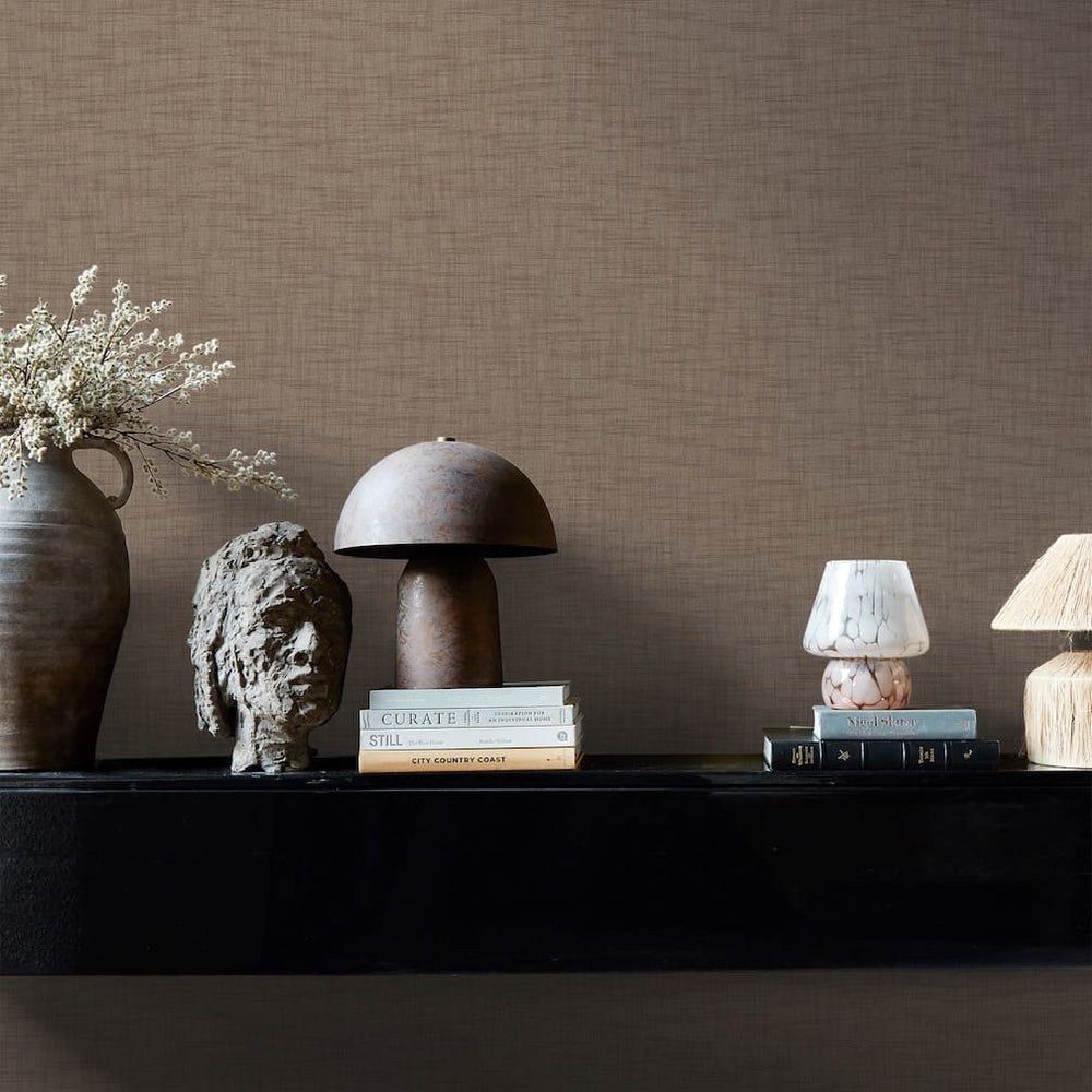Abigail Ahern Weathered Linen Cocoa Wallpaper - 140081