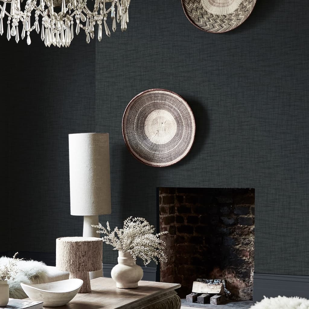 Abigail Ahern Weathered Linen Midnight Wallpaper - 140075