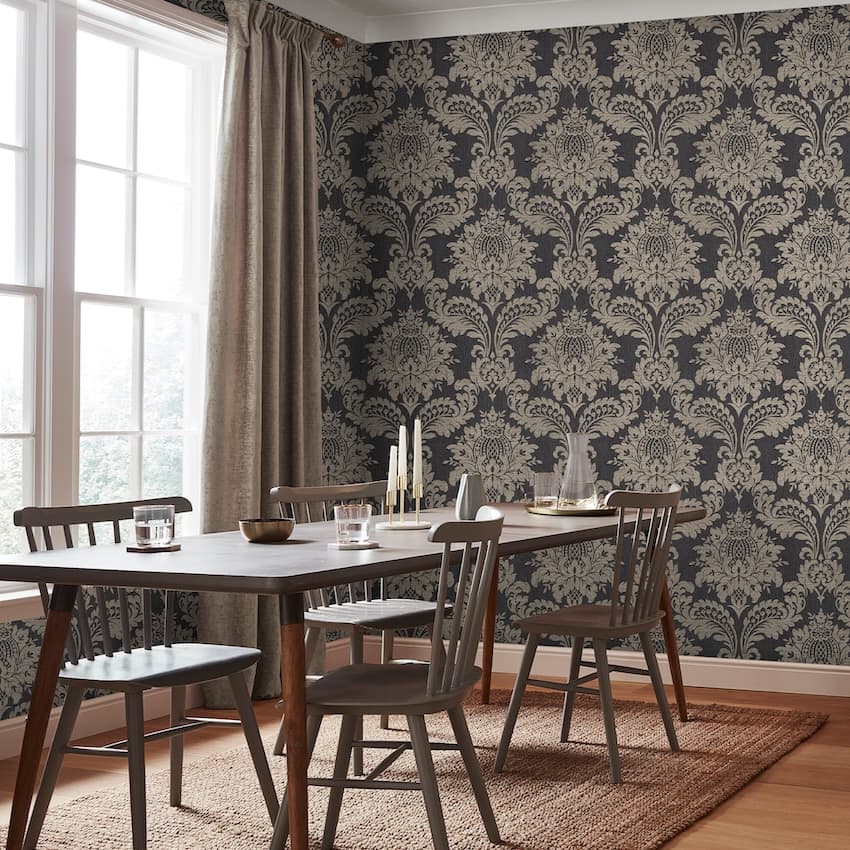  - Archive Damask Black & Gold Wallpaper - 119971 - Decor Warehouse