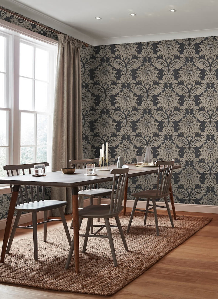  - Archive Damask Black & Gold Wallpaper - 119971 - Decor Warehouse
