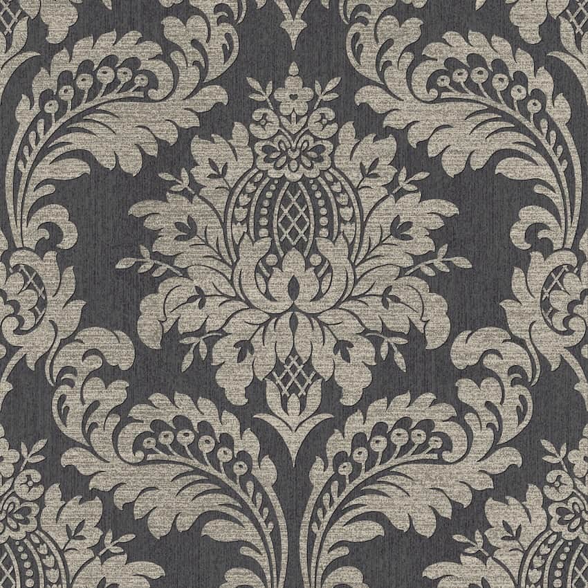 119971-Graham & Brown-Archive Damask Black & Gold Wallpaper-Decor Warehouse