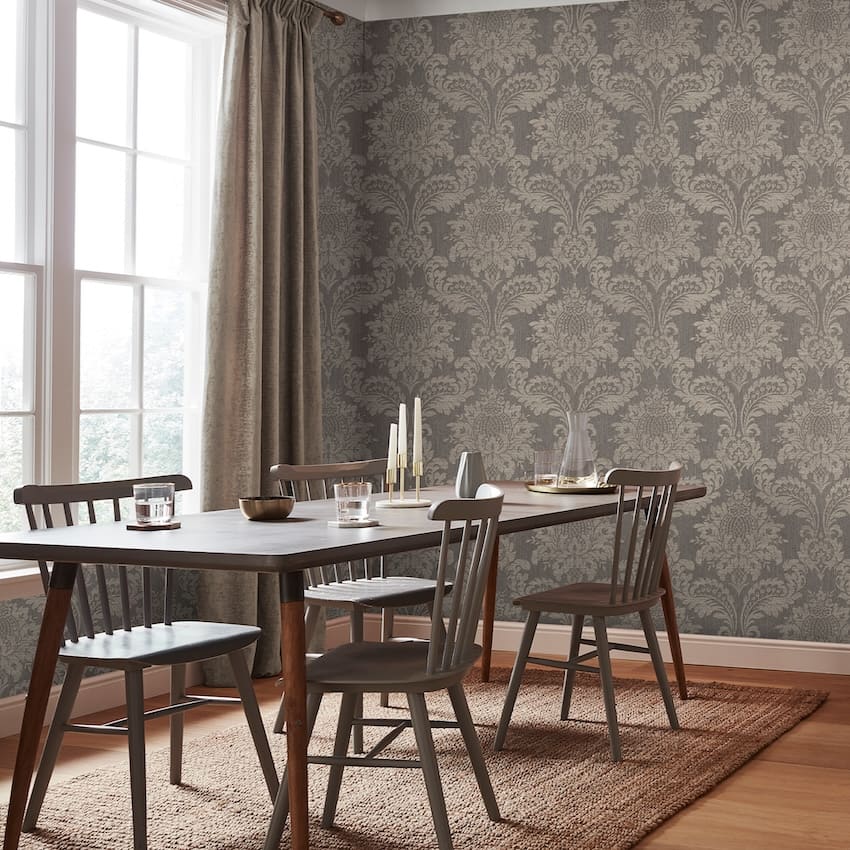 - Archive Damask Taupe Wallpaper - 119970 - Decor Warehouse