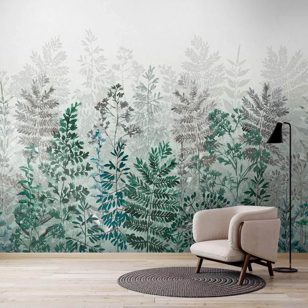  - Art for the Home Leaf Silhouette Emerald Mural - 125927FXST - Decor Warehouse