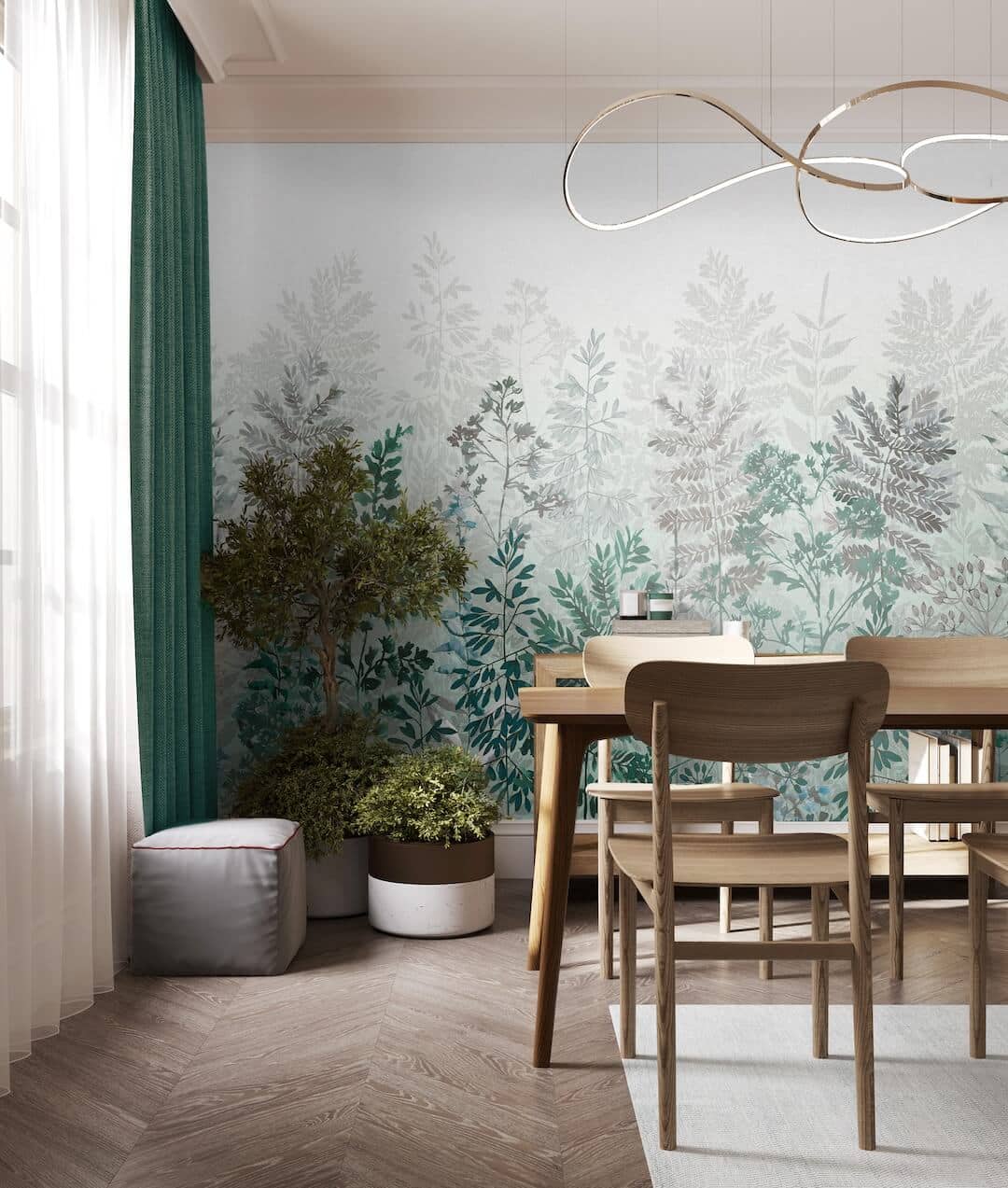 - Art for the Home Leaf Silhouette Emerald Mural - 125927FXST - Decor Warehouse