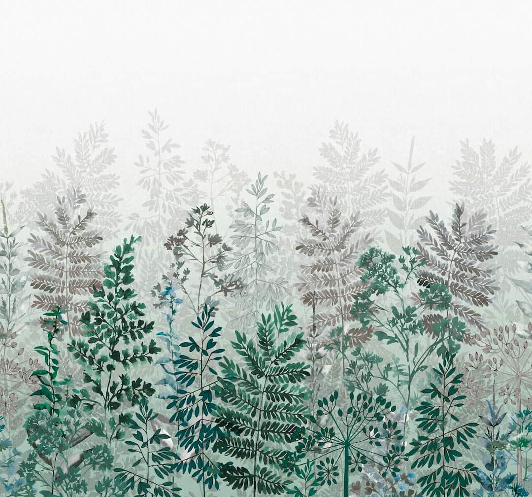 - Art for the Home Leaf Silhouette Emerald Mural - 125927FXST - Decor Warehouse