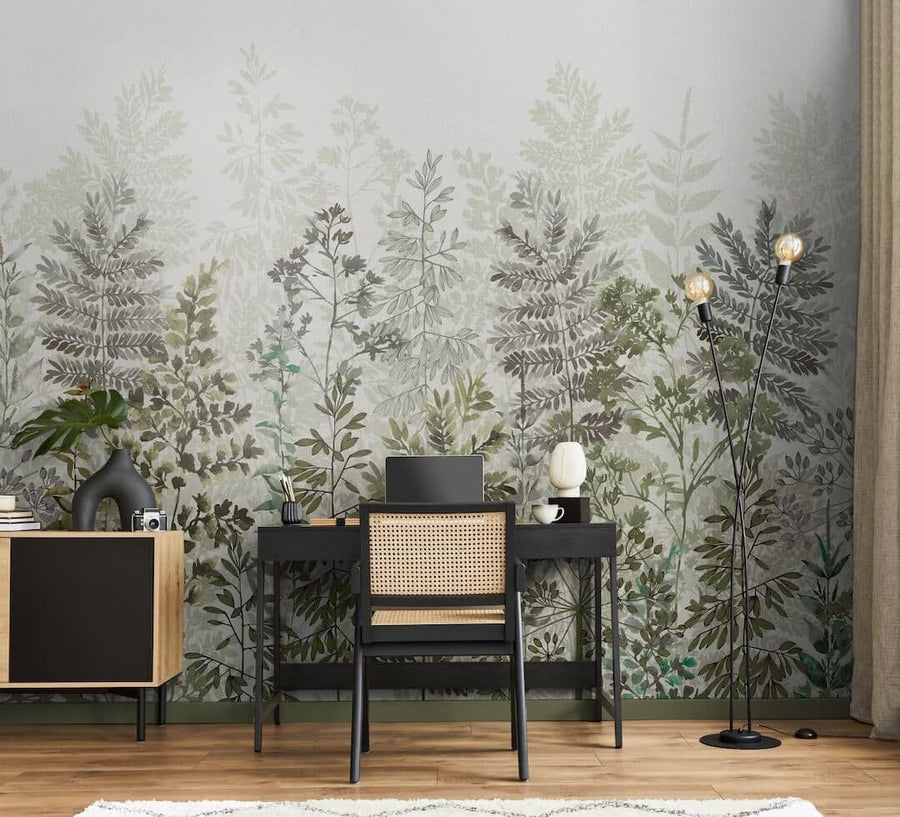  - Art for the Home Leaf Silhouette Sage Mural - 125936FXST - Decor Warehouse