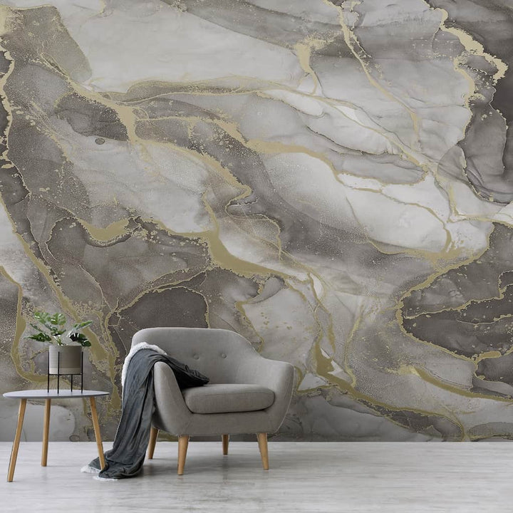 125594FXST - Graham & Brown - Art for the Home Marble White Gold Mural - Decor Warehouse