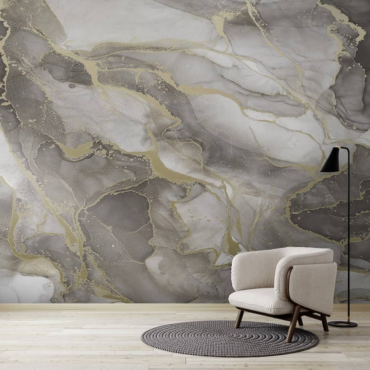 125594FXST - Graham & Brown - Art for the Home Marble White Gold Mural - Decor Warehouse
