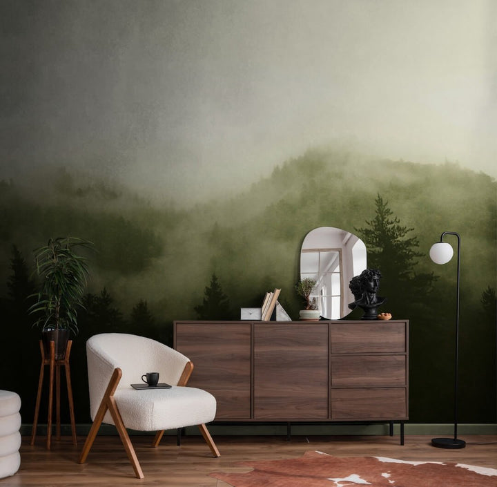  - Art for the Home Misty Landscape Green Mural - 125702FXST - Decor Warehouse