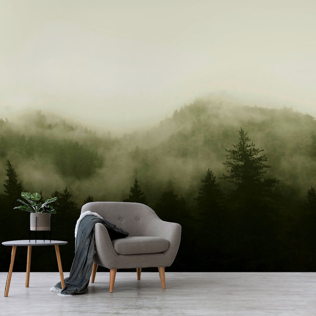  - Art for the Home Misty Landscape Green Mural - 125702FXST - Decor Warehouse