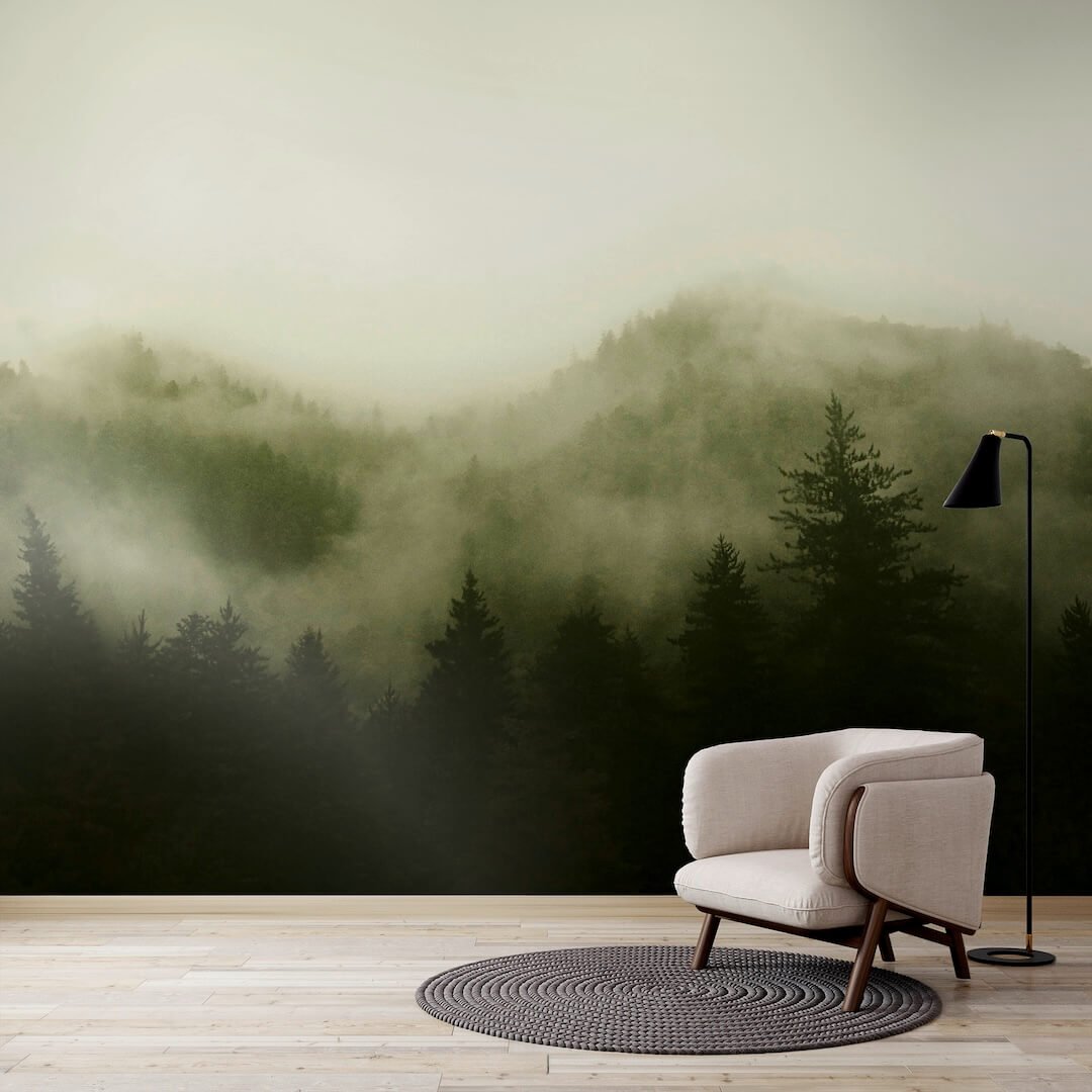 - Art for the Home Misty Landscape Green Mural - 125702FXST - Decor Warehouse