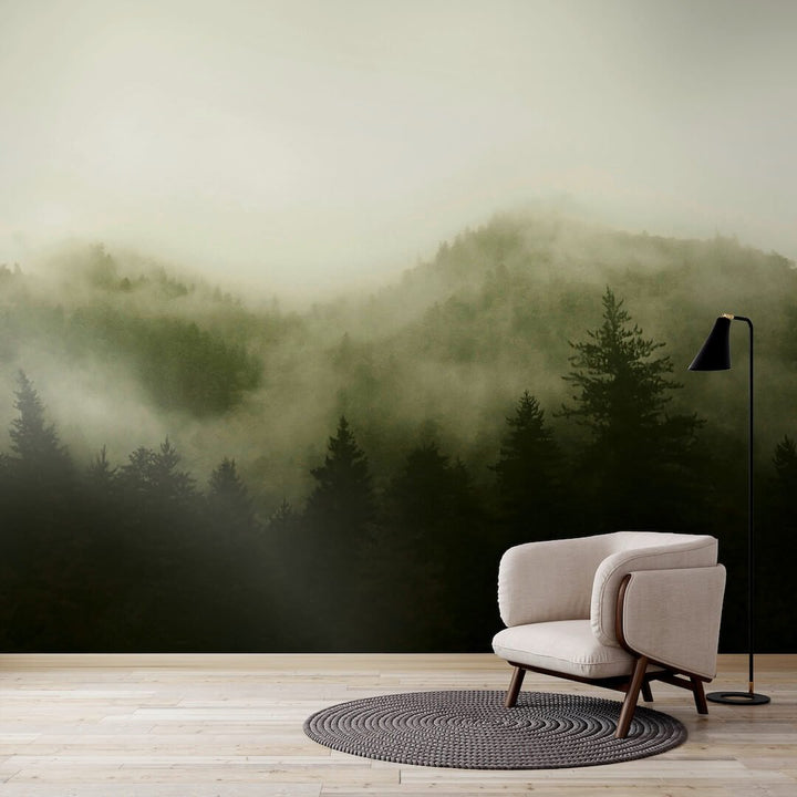  - Art for the Home Misty Landscape Green Mural - 125702FXST - Decor Warehouse