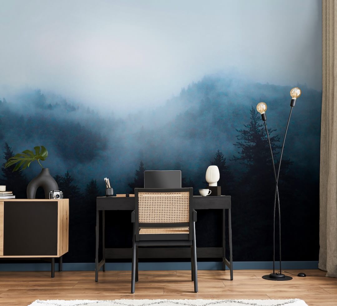  - Art for the Home Misty Landscape Navy Mural - 125729FXST - Decor Warehouse