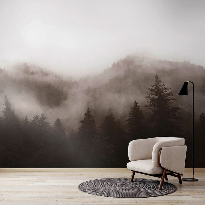 125720FXST - Graham & Brown - Art for the Home Misty Landscape Neutral Mural - Decor Warehouse