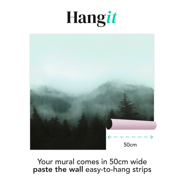  - Art for the Home Misty Landscape Teal Mural - 125711FXST - Decor Warehouse