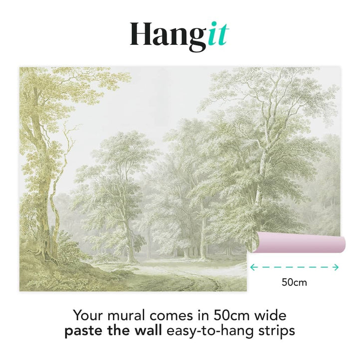 126890FXST - Graham & Brown - Art for the Home Stately Woodland Sage Mural - Decor Warehouse