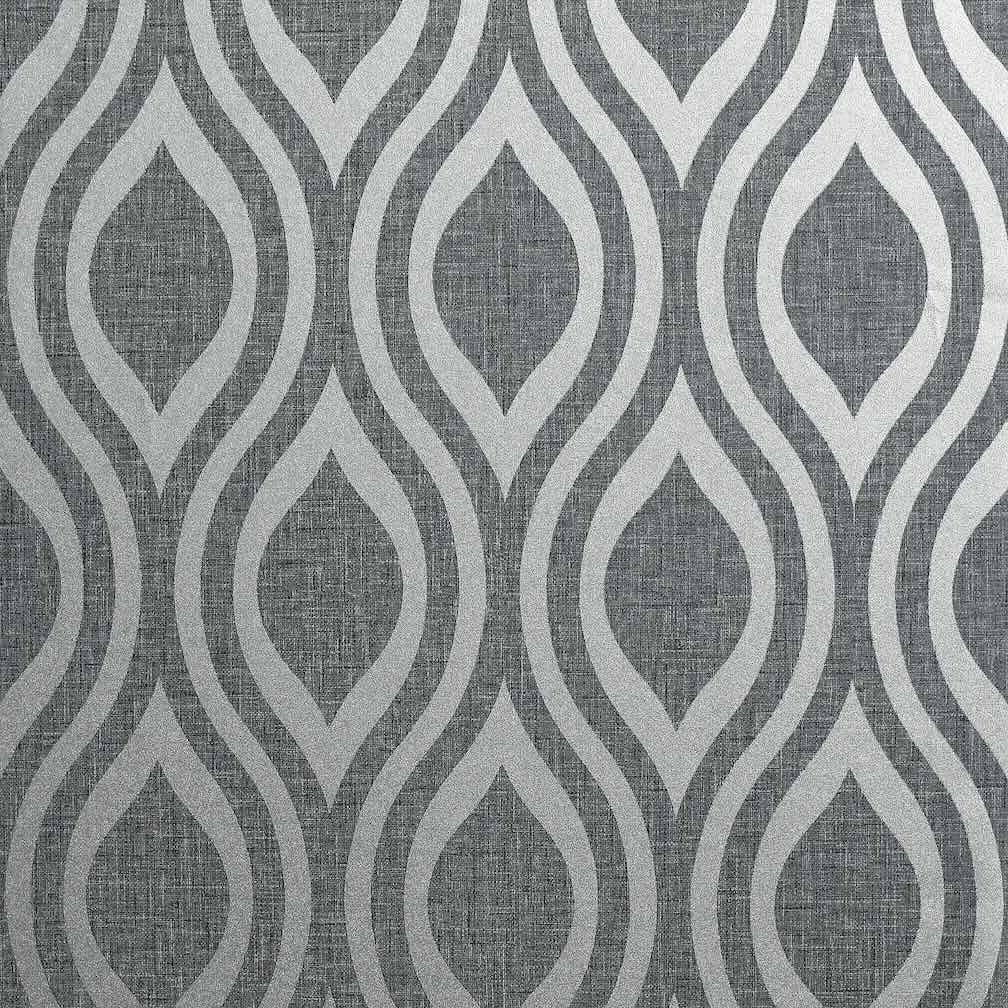 Arthouse Artistick Luxe Ogee Gunmetal Silver Wallpaper