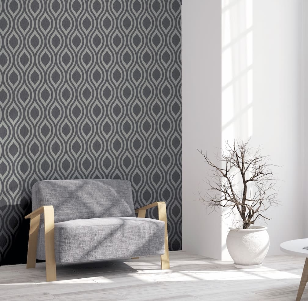 - Arthouse Artistick Luxe Ogee Gunmetal Silver Wallpaper - 300216 - Decor Warehouse