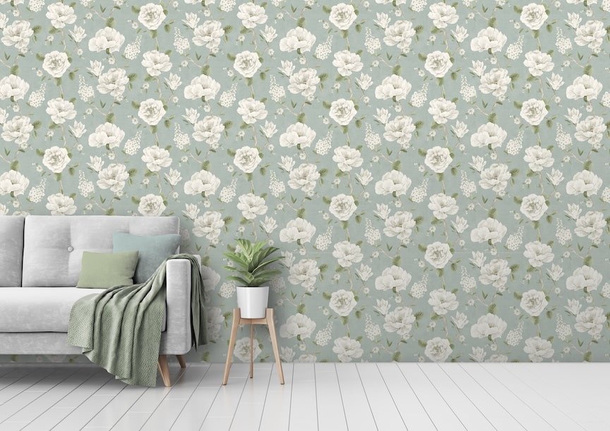  - Arthouse Ashley Floral Sage Wallpaper - 100183AH - Decor Warehouse