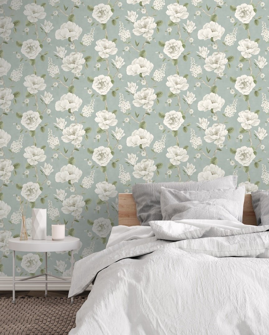  - Arthouse Ashley Floral Sage Wallpaper - 100183AH - Decor Warehouse