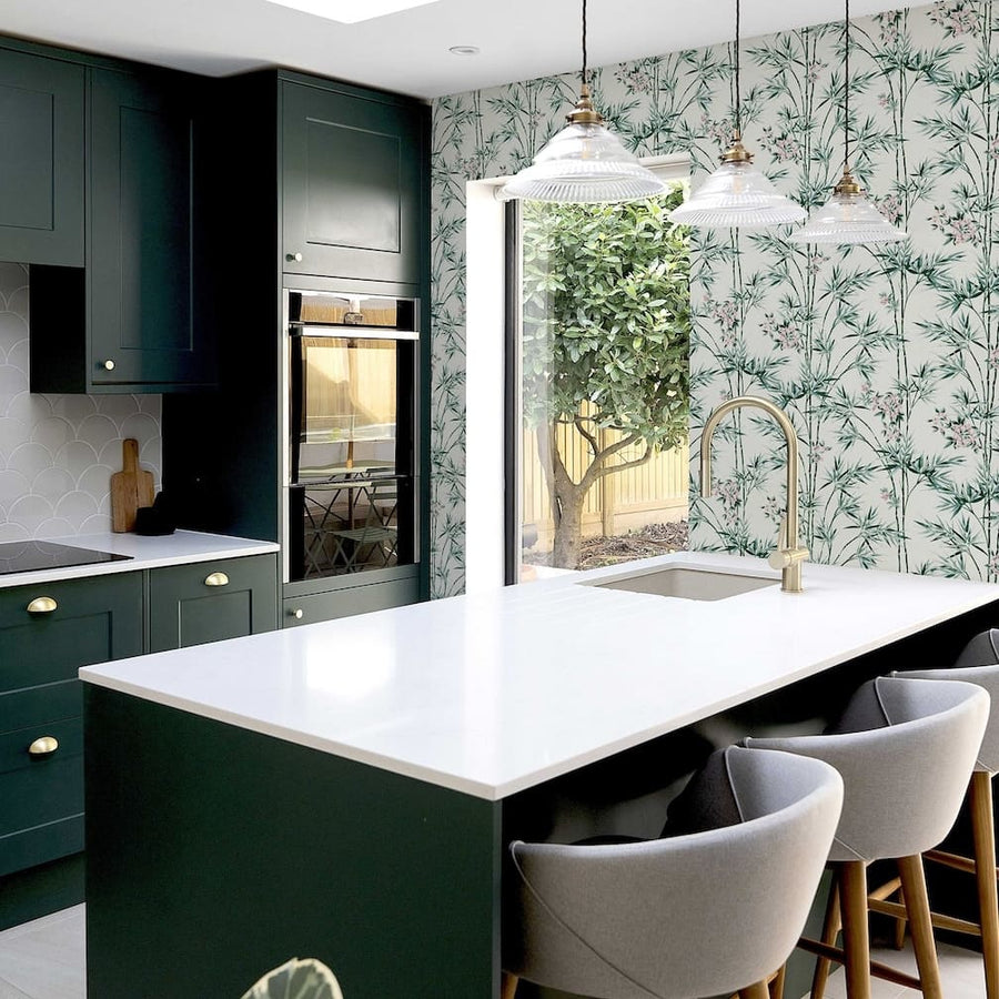 Arthouse Bamboo & Blossom White Wallpaper - 692509