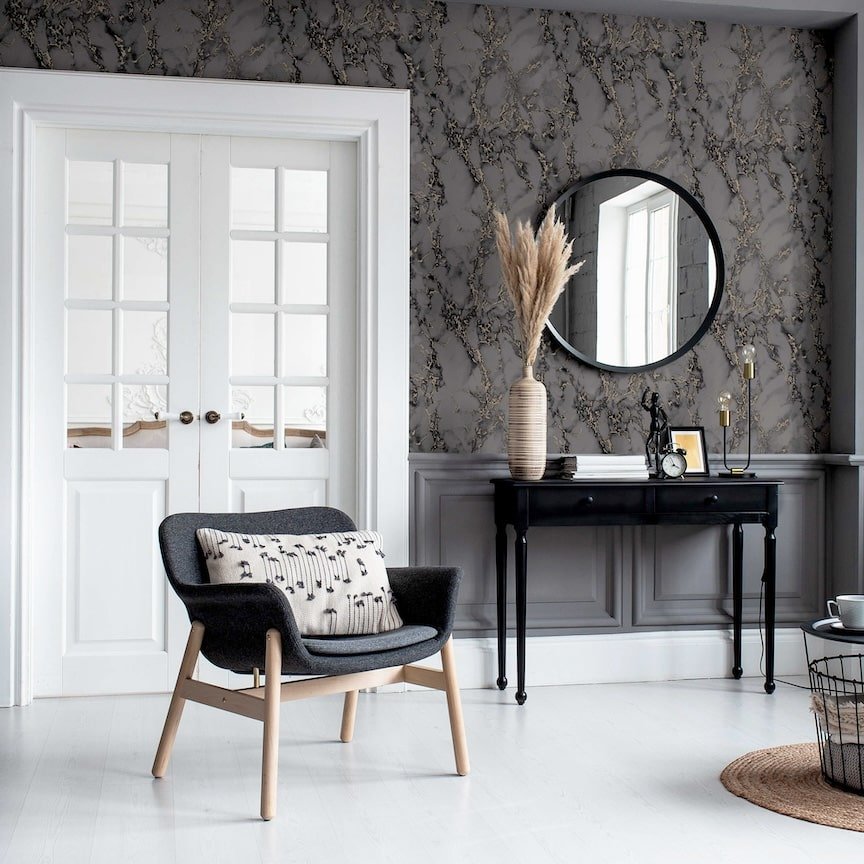  - Arthouse Carrara Marble Charcoal Wallpaper - 296702 - Decor Warehouse