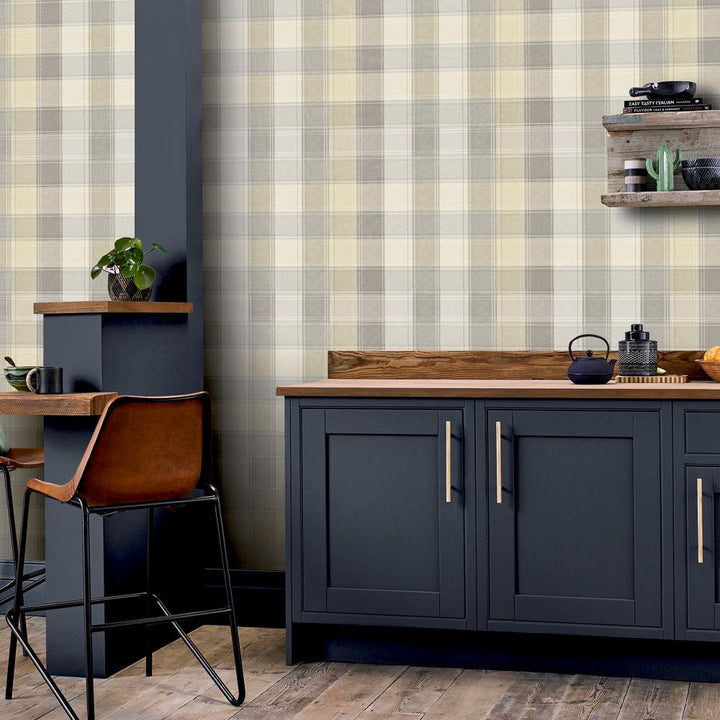  - Arthouse Country Check Grey Wallpaper - 901902 - Decor Warehouse