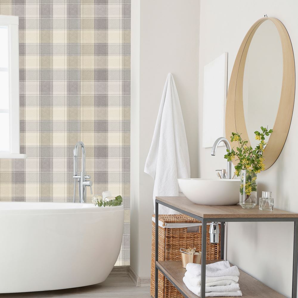 - Arthouse Country Check Grey Wallpaper - 901902 - Decor Warehouse