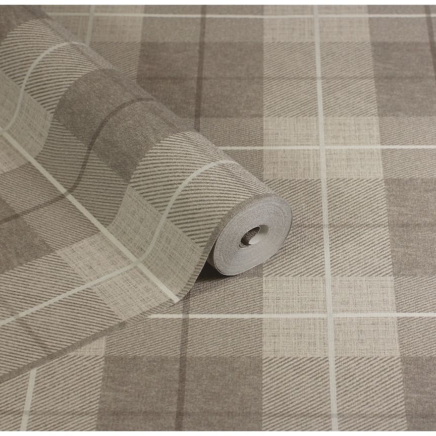  - Arthouse Country Tartan Taupe Wallpaper - 294903 - Decor Warehouse