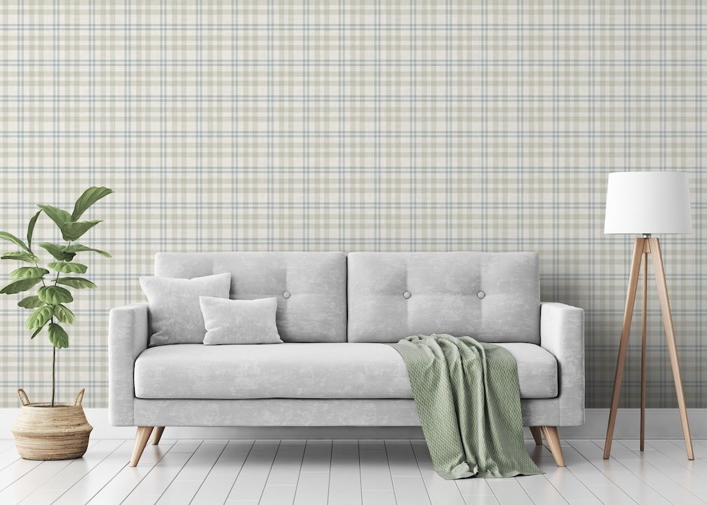  - Arthouse Countryside Check Natural Wallpaper - 294606 - Decor Warehouse