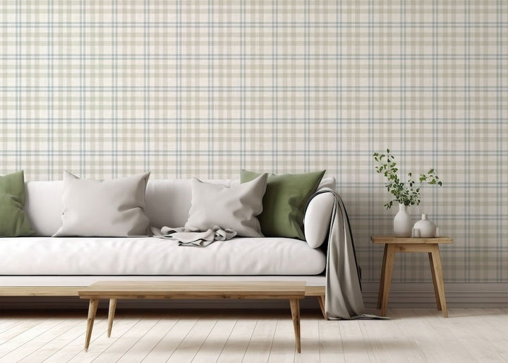  - Arthouse Countryside Check Natural Wallpaper - 294606 - Decor Warehouse