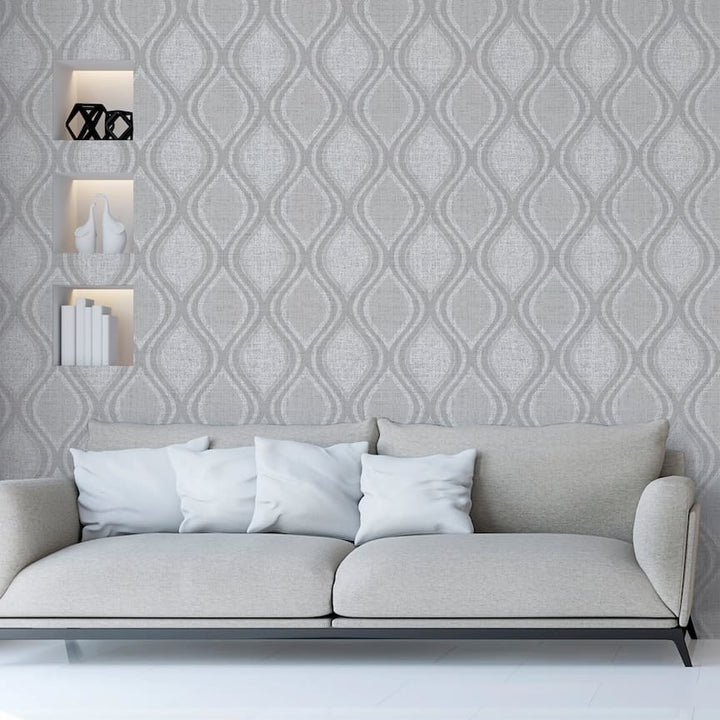  - Arthouse Curve Grey Wallpaper - 295101 - Decor Warehouse