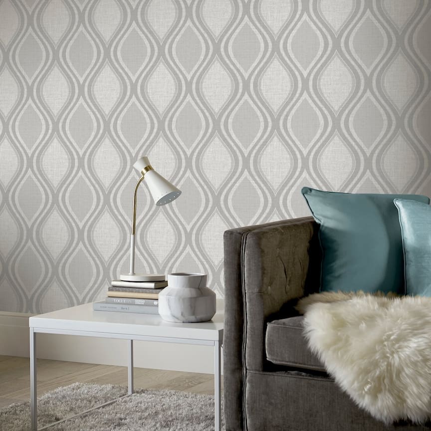  - Arthouse Curve Grey Wallpaper - 295101 - Decor Warehouse