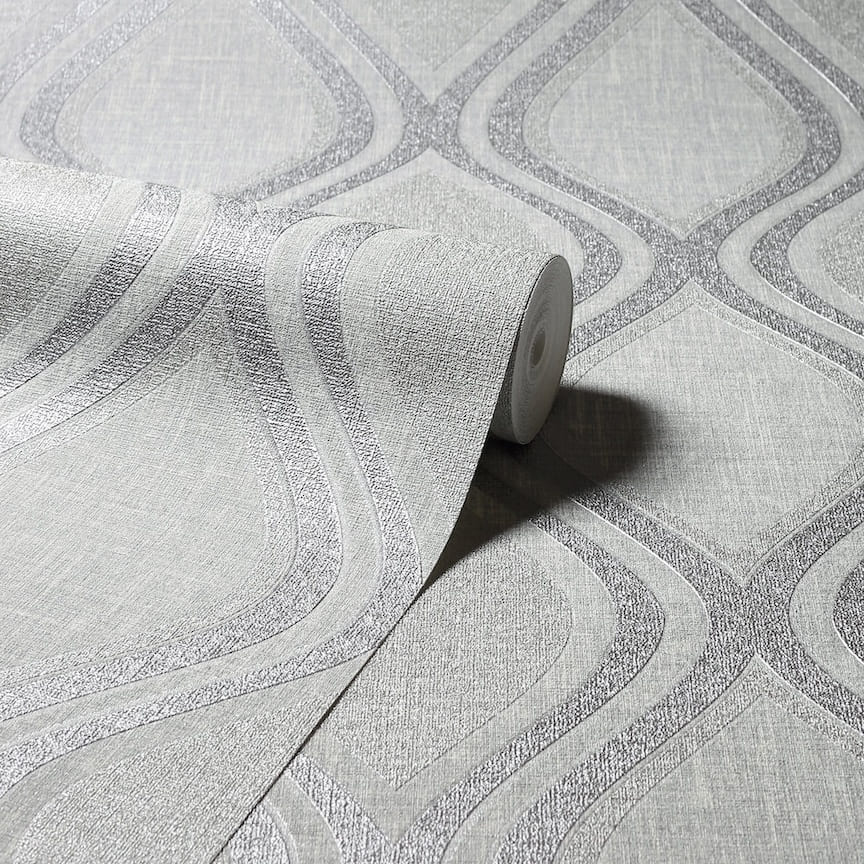  - Arthouse Curve Grey Wallpaper - 295101 - Decor Warehouse