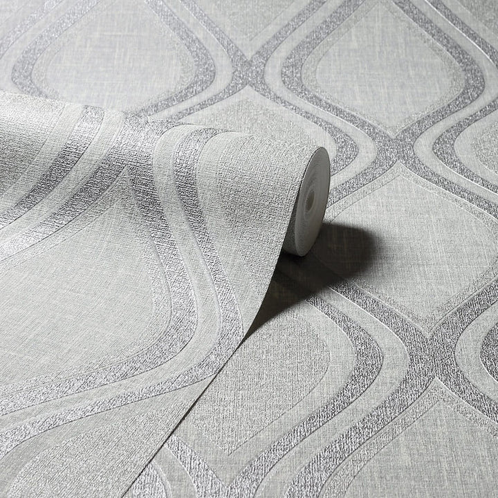  - Arthouse Curve Grey Wallpaper - 295101 - Decor Warehouse