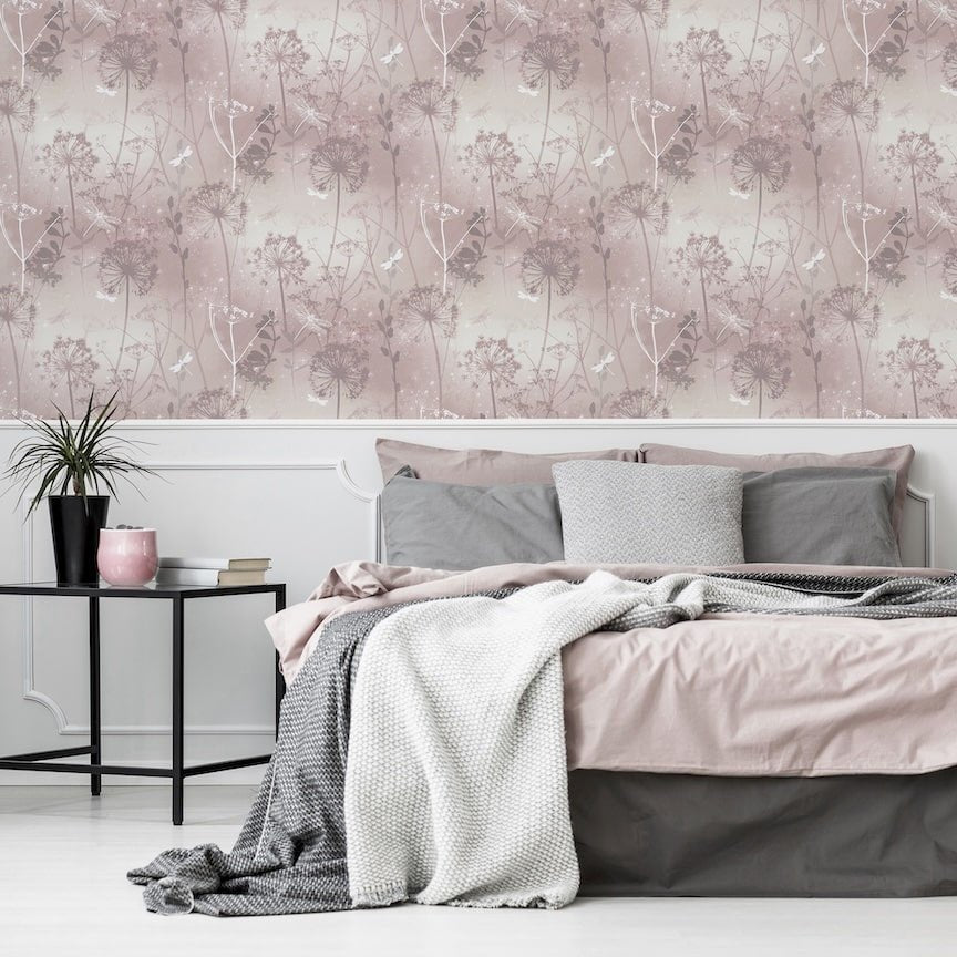  - Arthouse Damselfly Blush Wallpaper - 692305 - Decor Warehouse