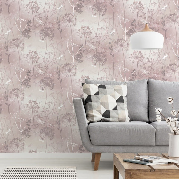  - Arthouse Damselfly Blush Wallpaper - 692305 - Decor Warehouse
