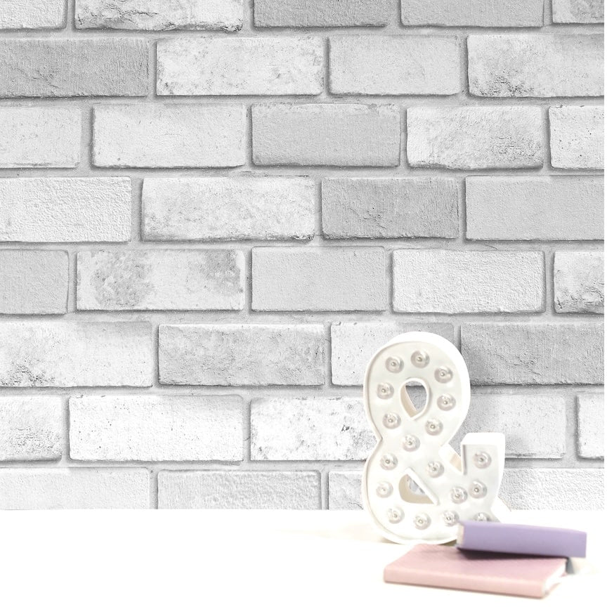  - Arthouse Diamond Brick Silver Wallpaper - 669401 - Decor Warehouse